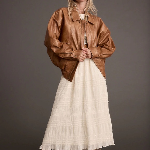 12th Tribe Brown Leather Jacket - Picture 7 of 10